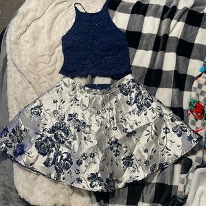 Blue/silver two piece dress